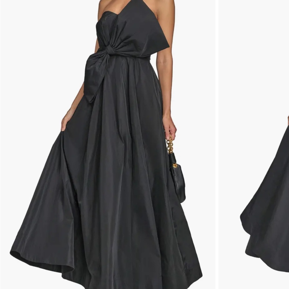 Black One-Shoulder Bow-Detail Evening Dress